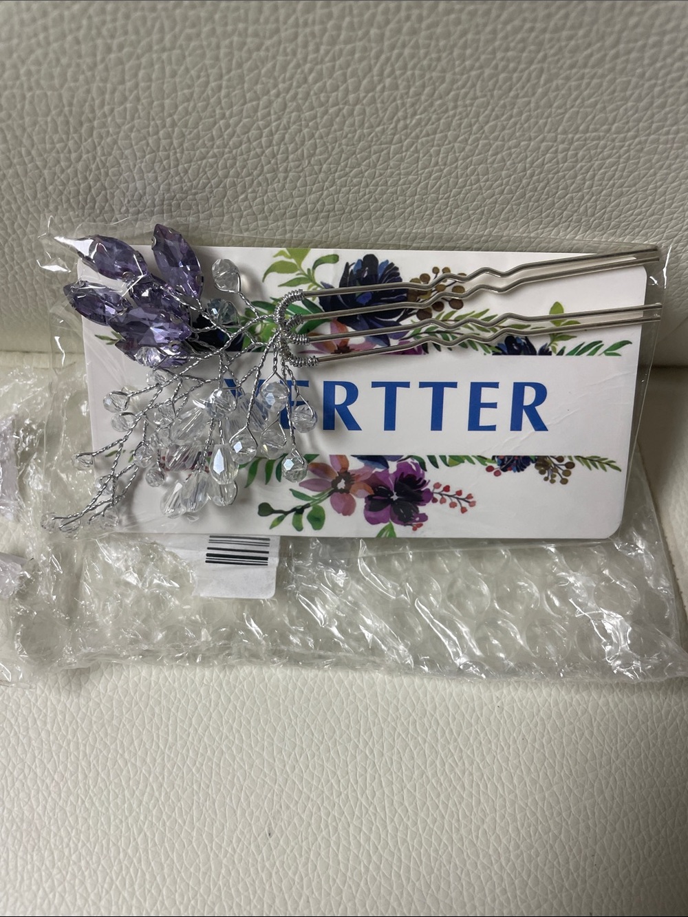 Crystal Floral Hair Pin - Purple & Clear